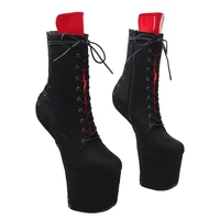 leecabe lace up ankle boots sexy exotic pole dance stripper young trend fashion color matching shoes