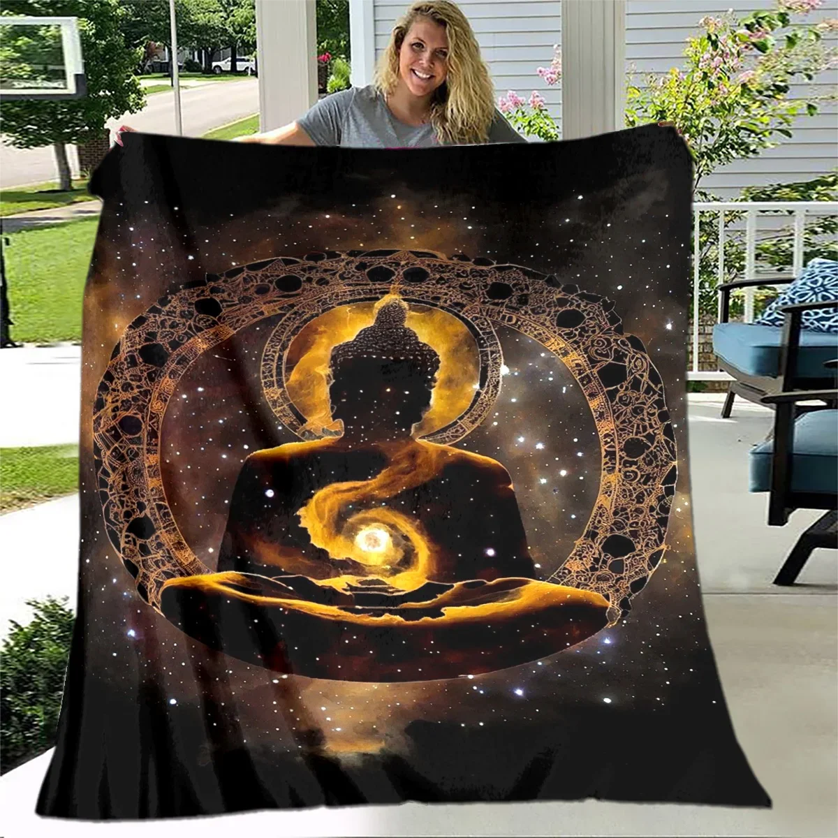 

LOUSIDREAM Плюшевое одеяло с изображением Будды