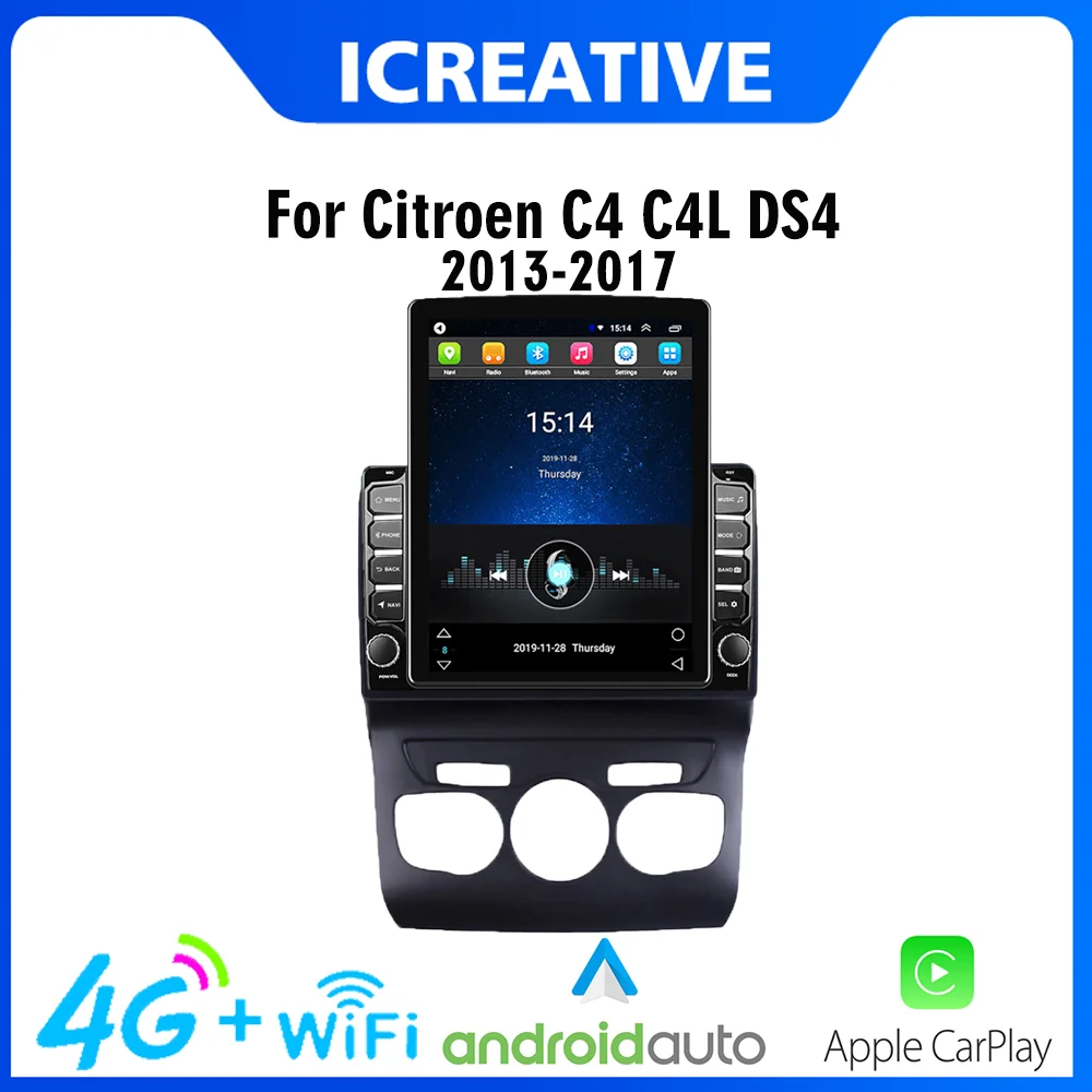 

4G Carplay 2 Din Android Car Radio For Citroen C4 C4L DS4 2013-2017 Car Multimedia Player 9.7" Tesla Screen GPS Autoradio