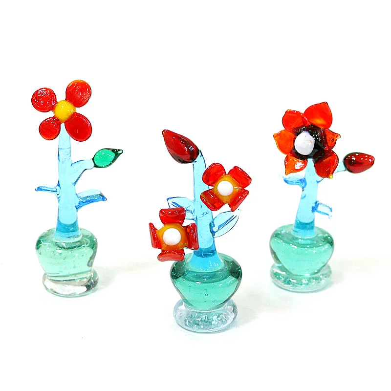 

Murano Glass Flower Mini Figurines Craft Ornament Lovely Creative Paperweight Home Tabletop Wedding Decor Xmas Mother`s Day Gift