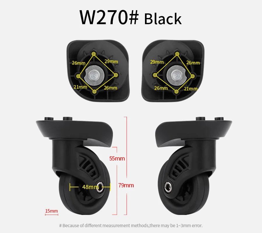 W270 Travel Luggage Caster Accessories Repair Travel Portable Trolley Case Spare Part Mute Wear-resistant Universal Wheel Caster