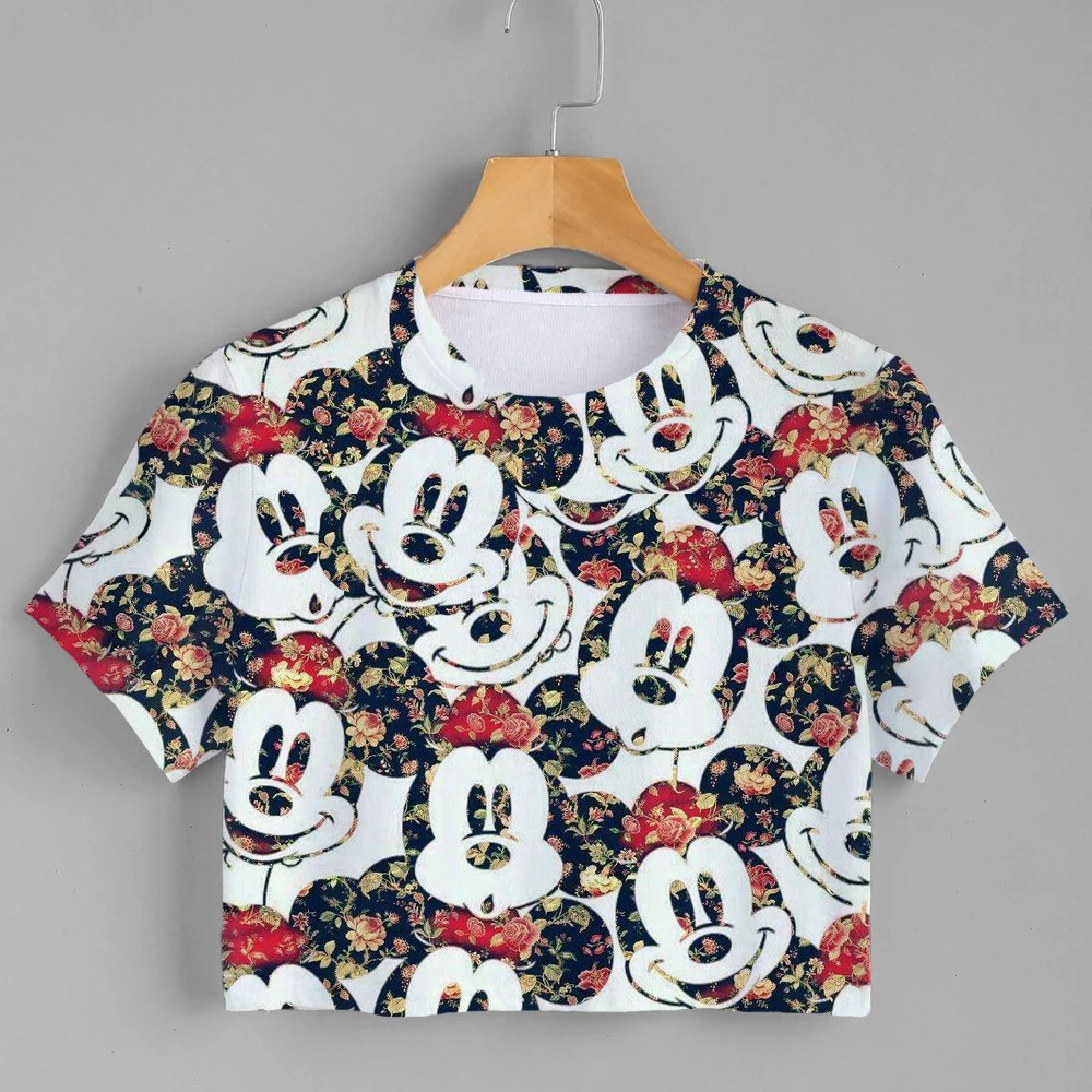 New Disney Mickey Mouse Short Top Funny Mickey Minnie Cartoon T Shirt Cute Anime Graphic Female Ulzzang Female T Shirt Summer