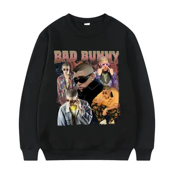 Singer Bad Bunny Graphic Print Pullover Crewneck Men/Women Fashion Streetwear Regular Unisex Casual Sweatshirt Male Hip-Hop Tops