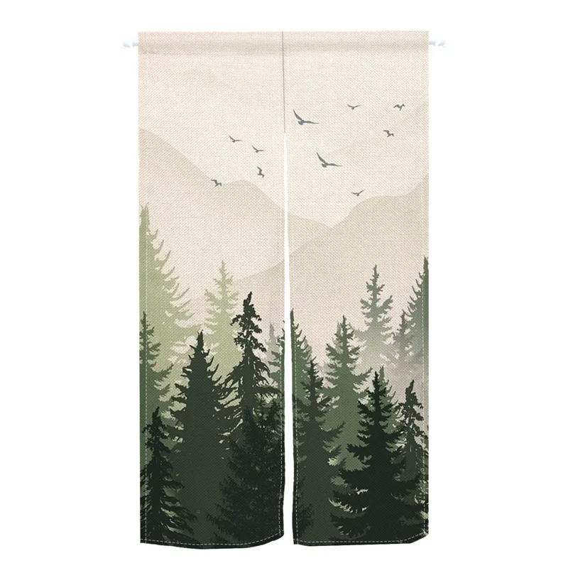 Занавеска на дверь с изображением леса и горных стен