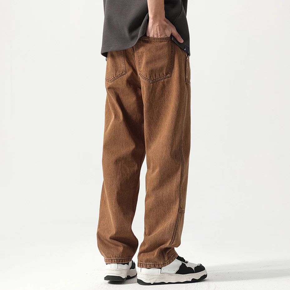 Men's Baggy Jeans Patchwork Straight Loose Casual Denim Pants 2023 Spring Autumn Vintage Man Jeans Trousers