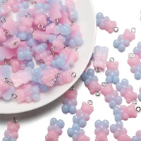 10pcslot colorful mini resin bear charms pendants for diy earrings necklace pendant jewelry making crafts accessories