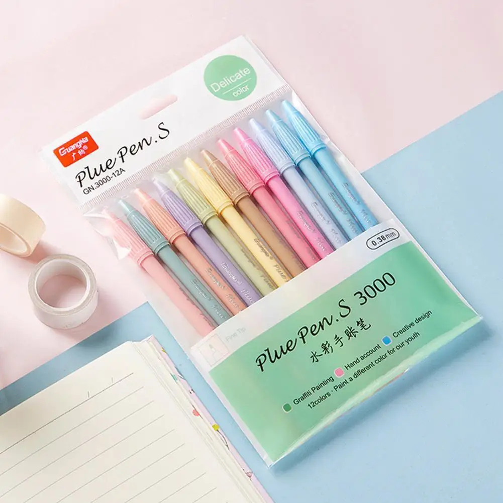 

Корейская цветная гелевая ручка 12 цветов, акварельная ручка, тонкий хайлайтер, ручка-книжка, ручка-маркер, кисть, ручка для творчества, ручка...