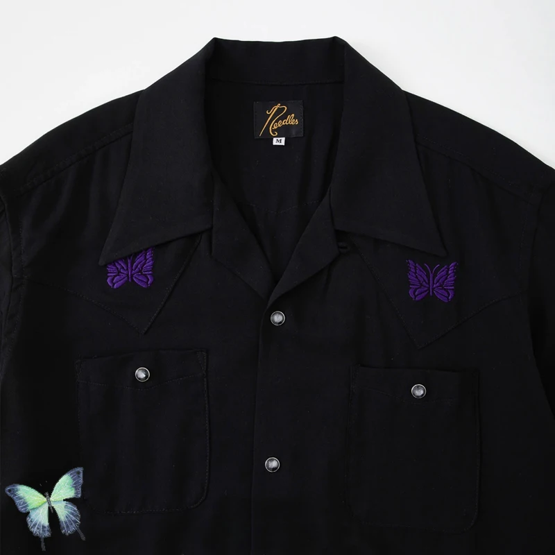 Needle Butterfly Embroidery Shirt Shorts Set AWGE Short Sleeve Shirt