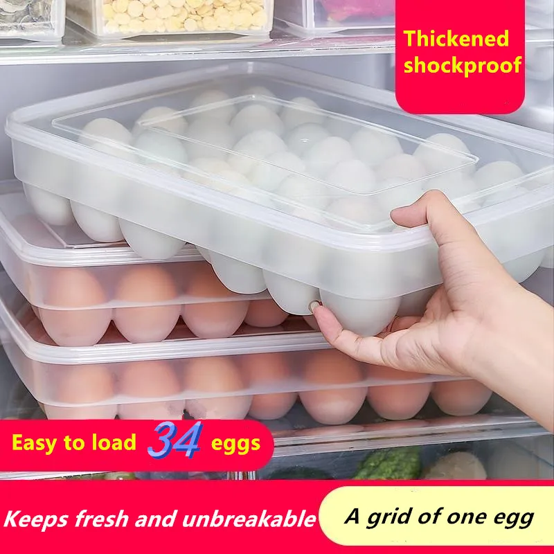 

Grid Egg Storage Box Clear Eggs Tray Fresh Keeping Case Holder Refrigerator Organizer Boxes Kitchen Food Container