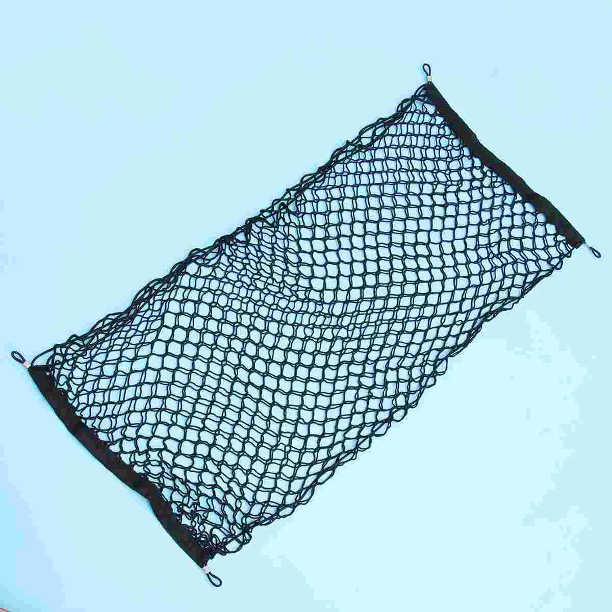 

Mesh Storage Net Car Trunk Cargo Organizer with 4 Hooks Auto Accessory - 110x50cm (Black)