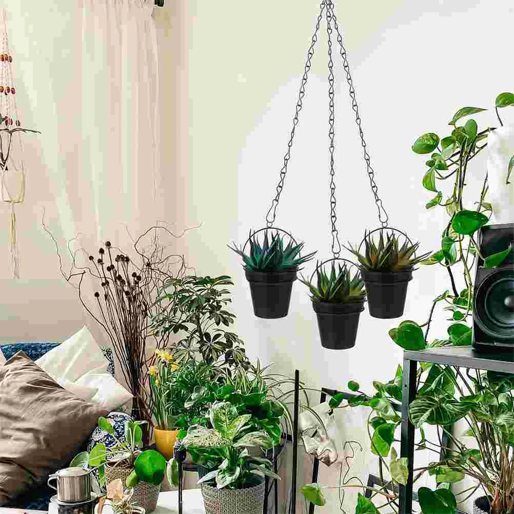 3Pcs Durable Balcony Flower Pot Hanging Iron Art Chains Basket Accessories |
