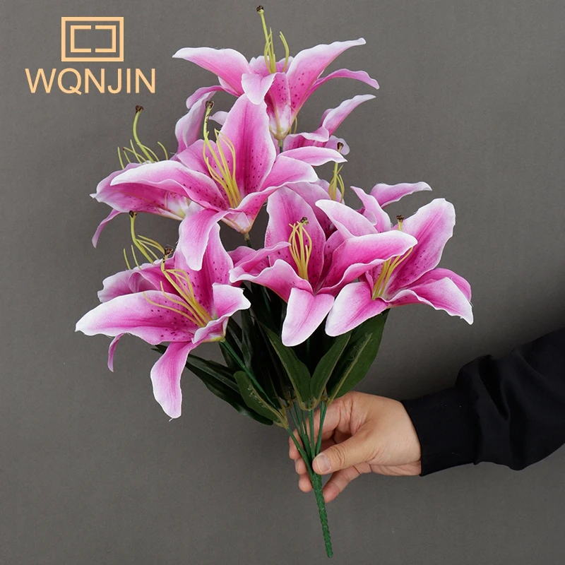 

Искусственные шелковые лилии WQNJIN, многоцветные, 9 штук