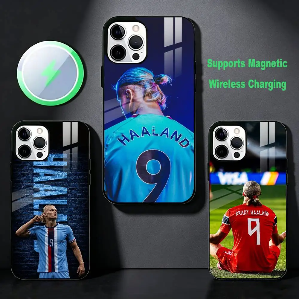 Фото Чехол для телефона 2026 E-Erling H-Haaland Football 9 для iPhone 17, 16, 15, 14, 13, 12, Plus, Pro, Max с магнитной беспроводной зарядкой MagSafe №1