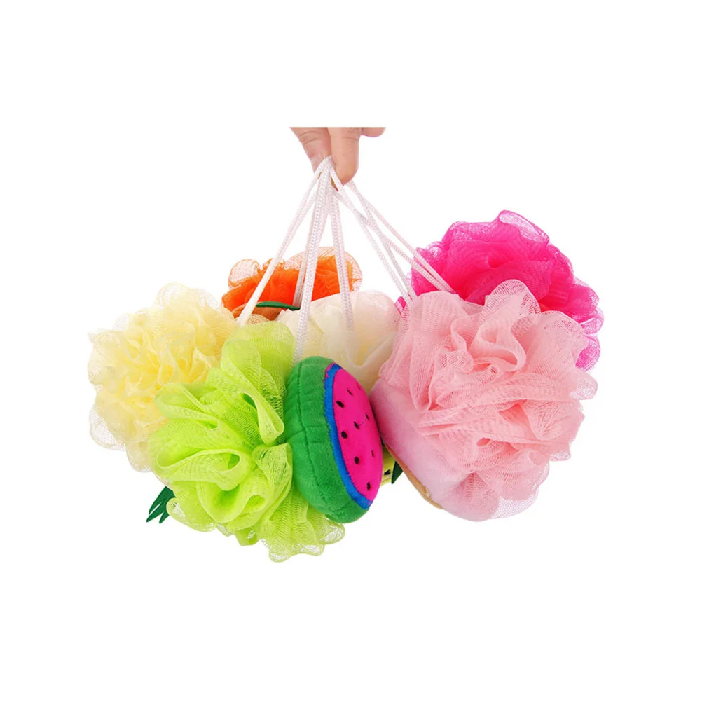 2 шт. цвета в форме фруктов шарик для ванны сетчатый губчатый пуф душа (клубника и