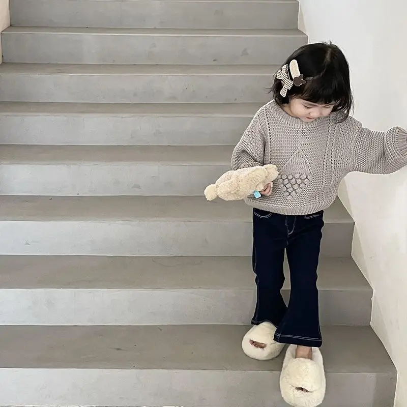 Girls' Autumn Clothing Suits 2022 New Pullover Long Sleeve Sweater Baby Girl Sweater Spring and Autumn Two Piece Set