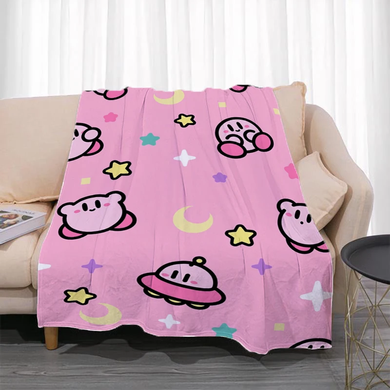 

kirbys Fleece Throw Blanket for Sofa Bedroom Decoration Bedspread on the Bed Decorative Blankets Fluffy Soft Boho Custom Anime