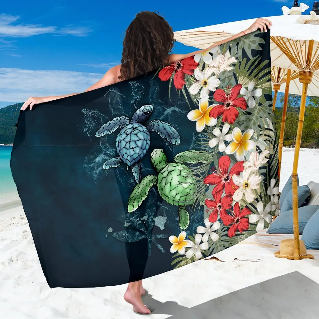 

Hibiscus Tribal Maori Newest Sarong Personalized 3D Printed Towel Summer Seaside Resort Casual Bohemian Style Beach Towel Q-1