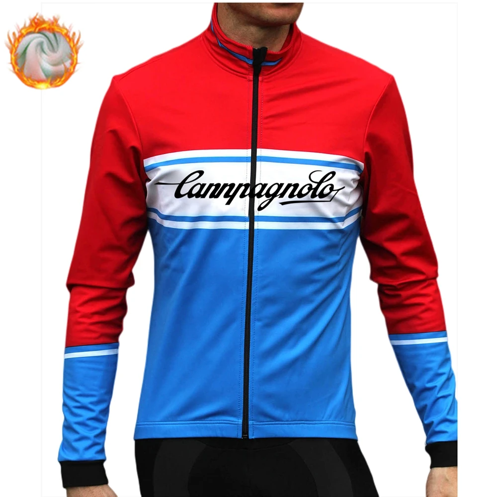 

캄파놀로 Winter Cycling Jersey Thermal Fleece Long Sleeve Shirt Warm Bicycle Clothing Outdoor Cycling Jacket Road Mountain Bike Tops