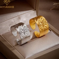 xiyanike 316l stainless steel rings surface bump for woman couple opening simple hip hop width punk creative party jewelry gift