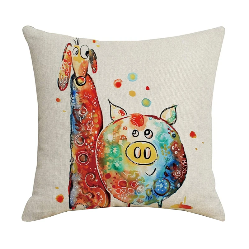 

Наволочки с акварельными животными для диванной подушки, 45 х45 см