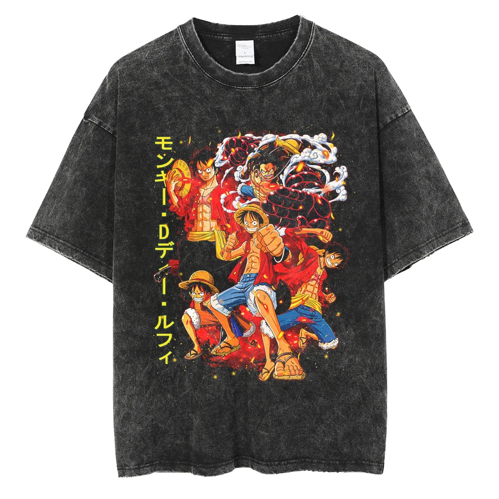 

Мужская винтажная футболка в стиле японского аниме, цельный Графический Топ в стиле хип-хоп, свободная Винтажная футболка в стиле Харадзюку