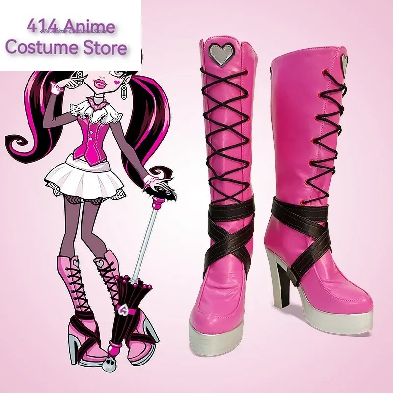Новые ботинки для косплея в стиле аниме Monster High Draculaura обувь Хэллоуина Aksesori Dibuat Sesuai