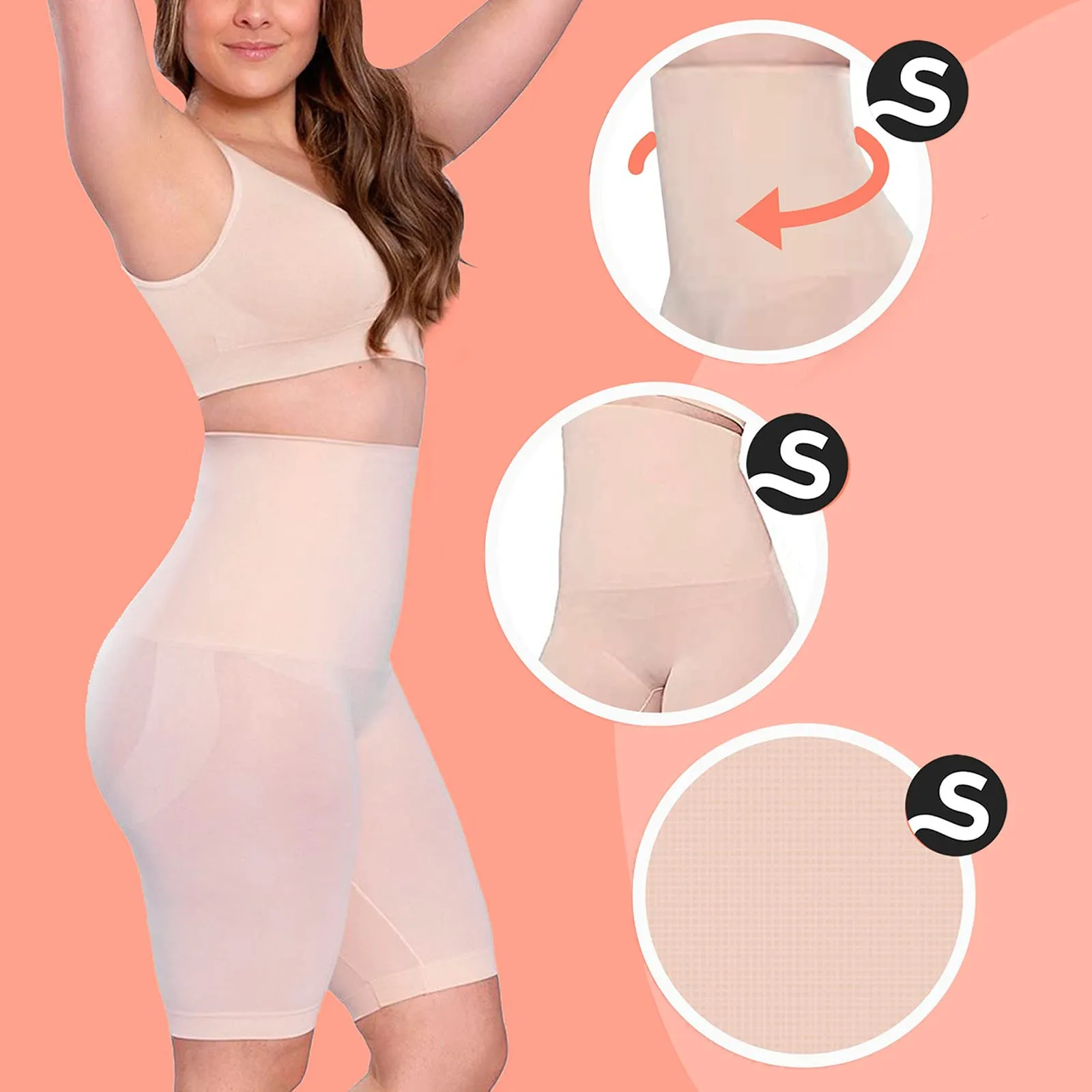 

Womens Shapewear Breathable High Waist Abdominal Hip Lifting Panties Postpartum Waist Body Sculpting Stretchy Shorts Bodysuit