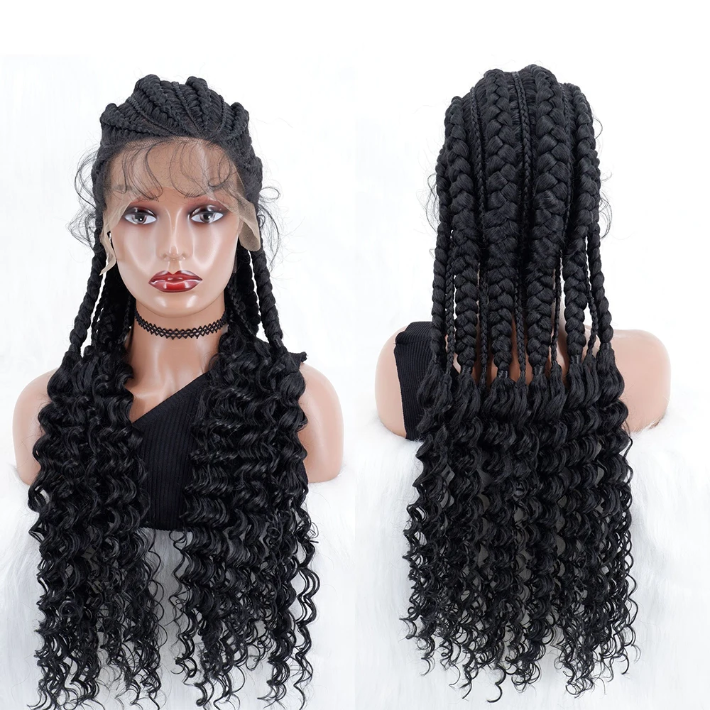 

Akono Lace Front Braided Wigs, African Woman Braid Wig for Black Women Braiding Hair wigs for Women with Baby Hair Lightweight