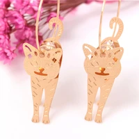 1pair fashion cute cat dangle pendant for women jewelry big circle simulated pearl hook drop dangle earrings gold color