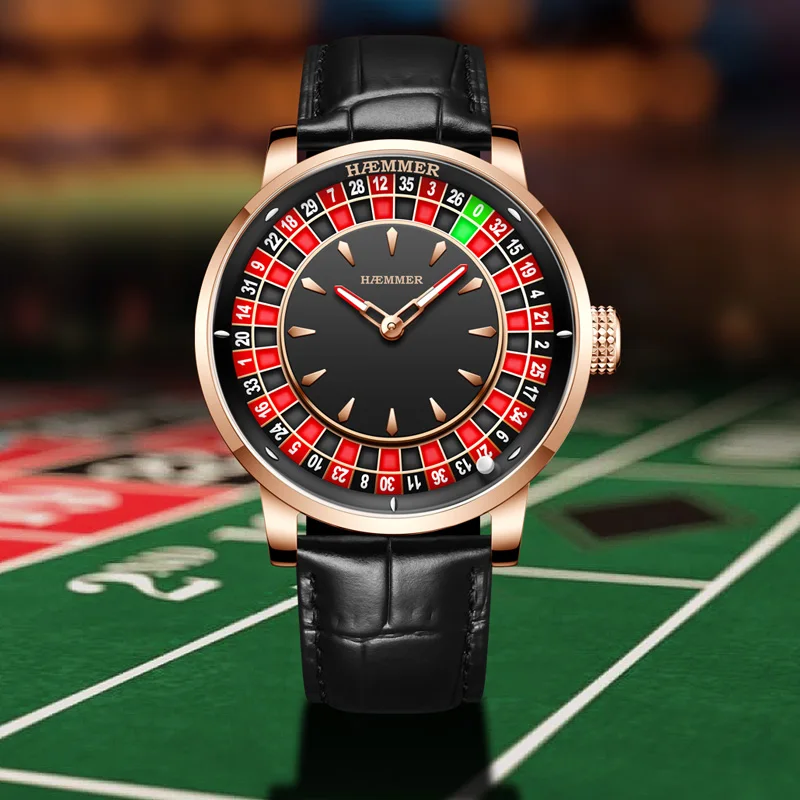 Фото HAEMMER Design Gambling пластинчатый циферблат Элитный бренд Япония NH35 Водонепроницаемые механические часы для мужчин Модные автоматические наручные часы №4