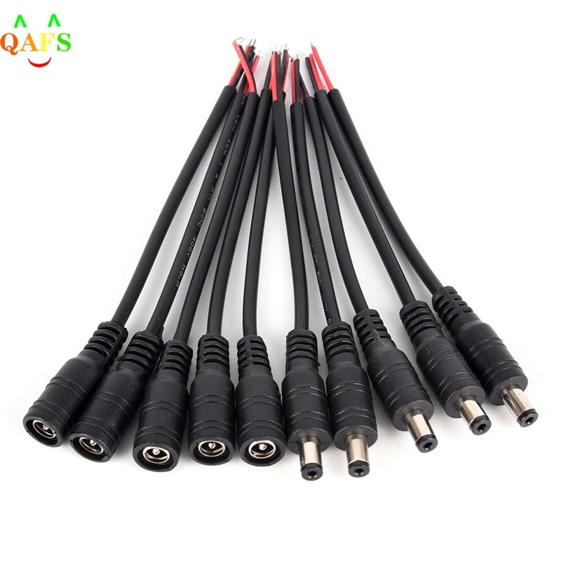

5Pair/lot Security Copper Wire 12V Male + Female DC Power Socket Jack Plug Connector Cable Wire 5.5*2.1MM