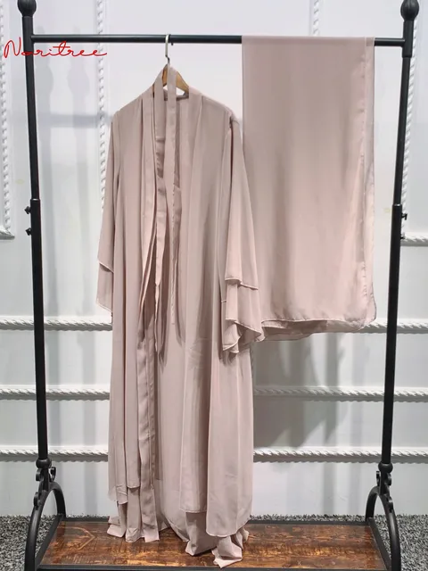 Better Double layer Abaya Kimono Dubai Kaftan Muslim Cardigan Abayas Dresses Women Casual Robe Femme Caftan Islam Clothes F2664 5