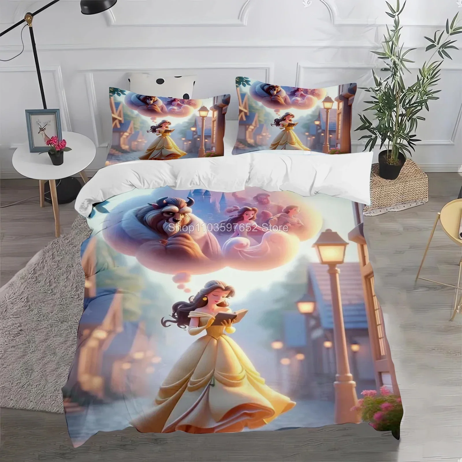 Детский комплект постельного белья с 3d-изображением красавицы и чудовища