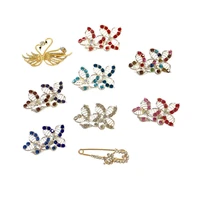fashion womens rhinestone flower swan pin fixing belt safety brooch sweater cardigan pants clip chain gift jewelry accessories