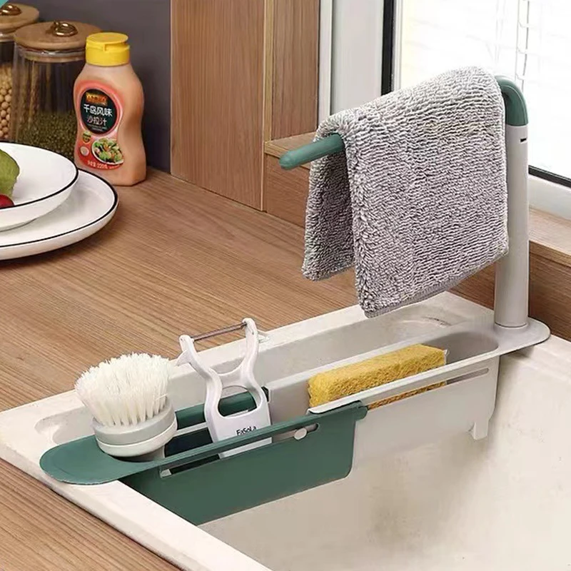 

Rack Sink Shelf Organizer Practical Accessorie Multifunction Basket Spacesaver Soap Gadgets Kitchen Dish Telescopic Holder Drain