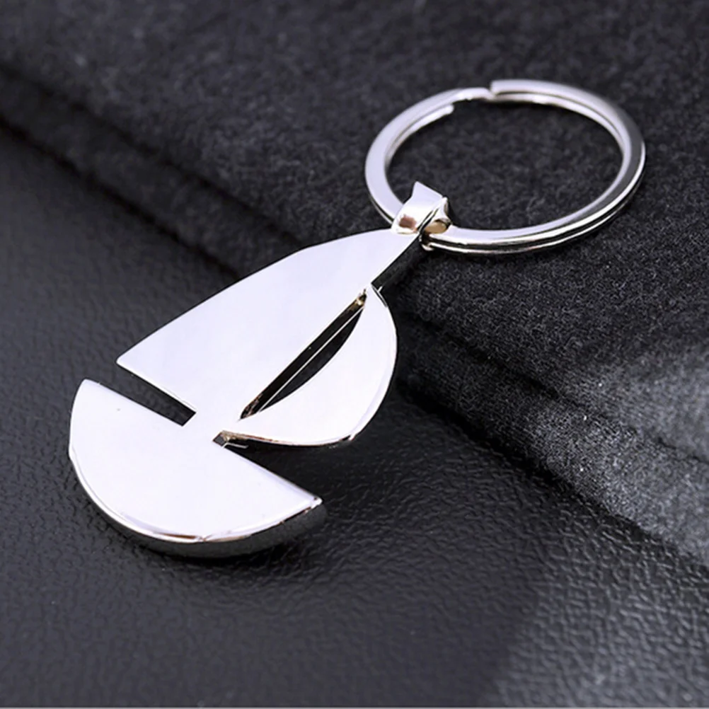 10 Pcs Keychain Hook Pendant Metal Keychain Creative Gift Handmade Keychain Holder Anillos Metal Boat Key Ring Rings Silver