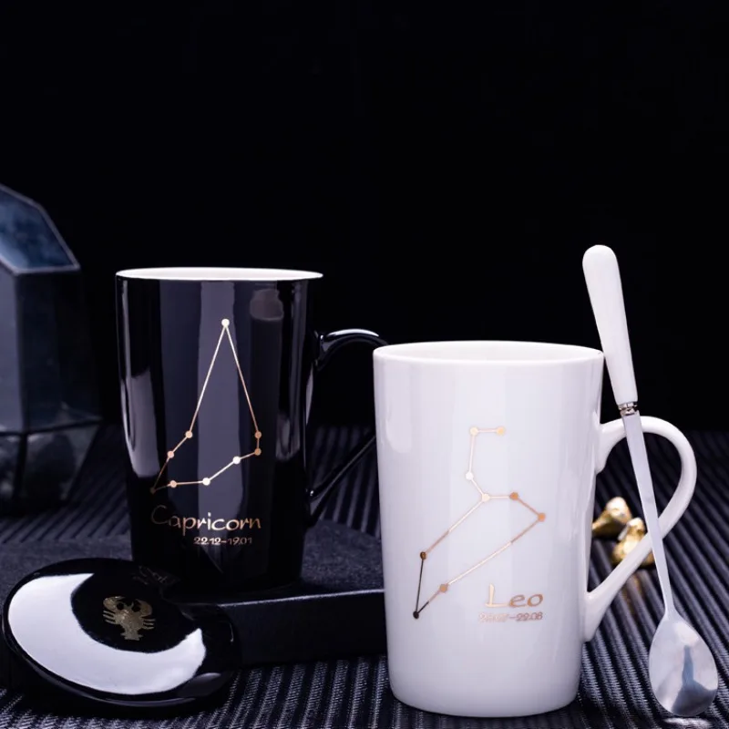Пара керамических чашек серии двенадцать созвездий Офисная чашка с крышкой и