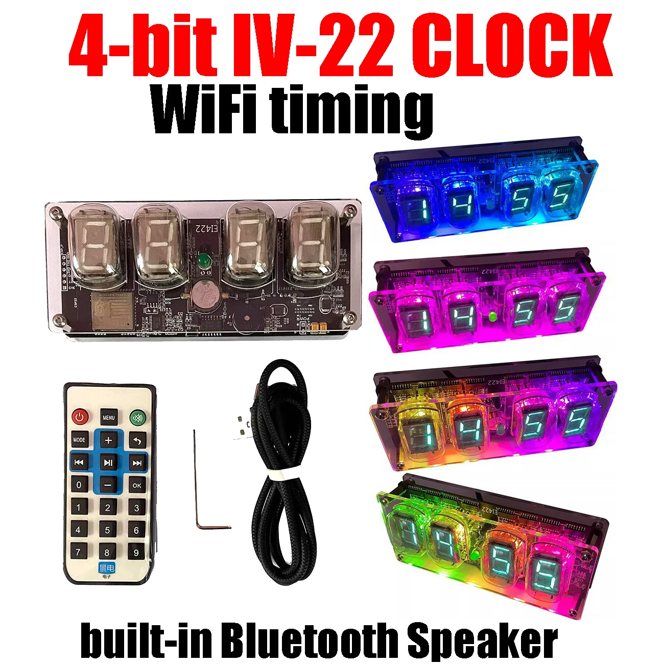 4bit IV - 22 флуоресцентные часы Wi Fi IВ трубки индикатор температуры времени будильник