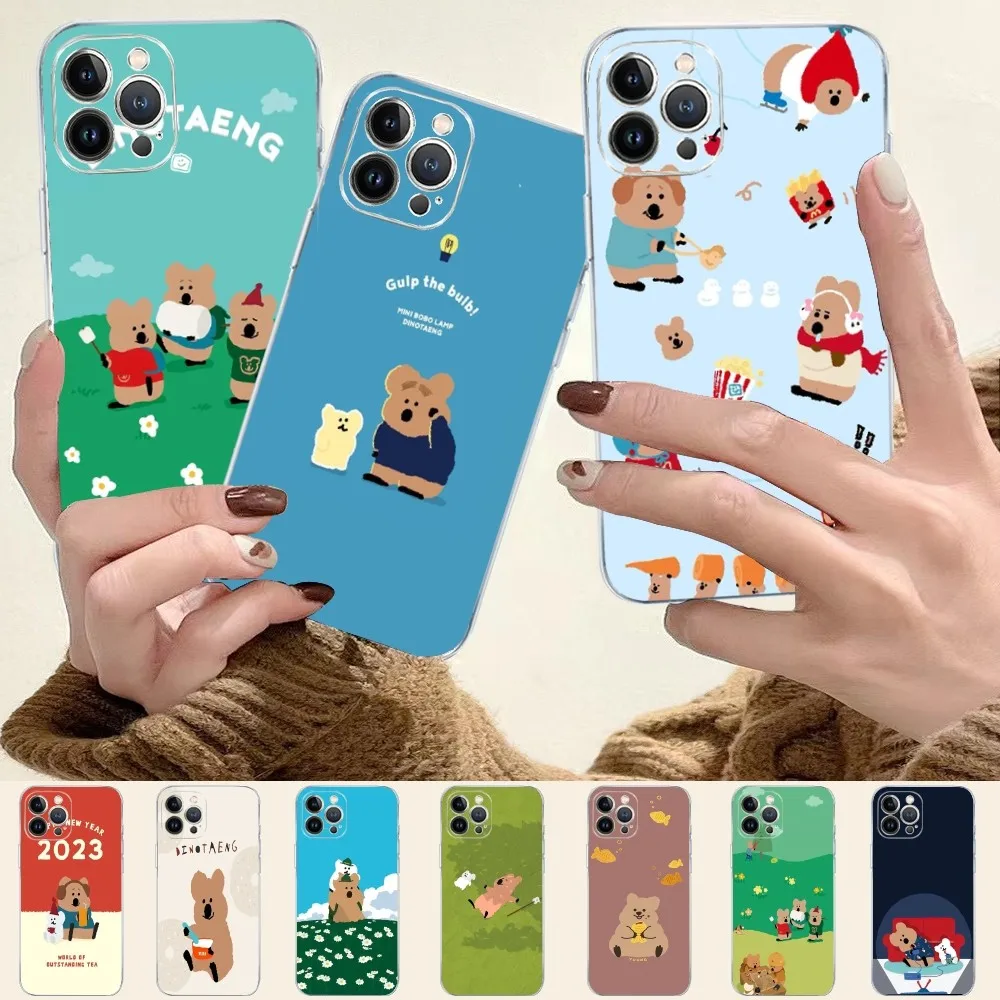 Cute D-Dinotaeng Bear Phone Case Silicone Soft for iphone 16 15 14 13 12 11 Pro Mini XS MAX Plus X Cover