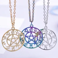 stainless steel jewelry twelve constellation hour dial silver color pendant necklace for men chains jewelry colgantes one piece