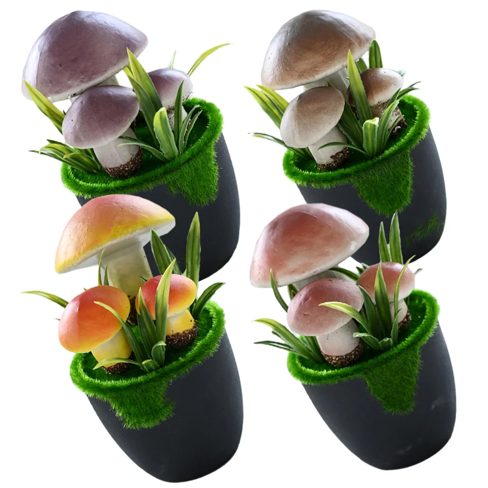 4 шт. имитация мха трехголовые мини-грибы украшения для сада в горшке