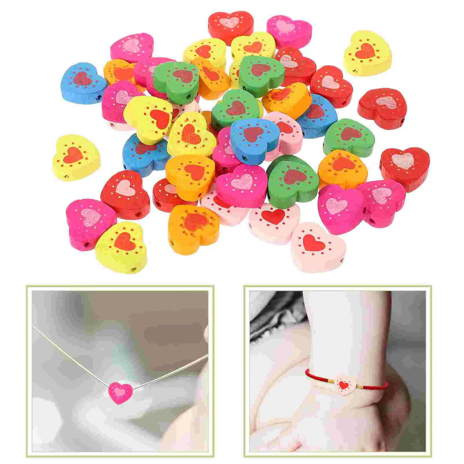 

Beads Heart Spacer Bead Jewelry Bracelet Charm Making Wood Diy Loose Necklace Wooden Valentines Charms Craft Kids Shaped
