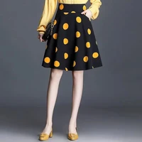 2022 new womens summer chiffon skirt high waist polka dot print chic retro mid length mid length skirt female a word skirt