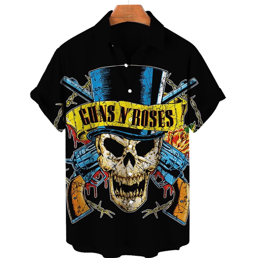 

3d Shirts for Men Summer Casual Hip-hop Hawaiian Shirt Oversized Tshirt Print Skull Breathable Top Micro-elastic Loose Collar Hd
