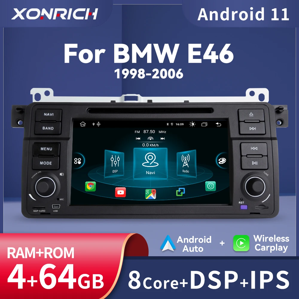 Автомобильный DVD-плеер XONRICH Android 11 4 Гб 64 для BMW 3 серии E46 мультимедиа M3 318/320/325/330/335