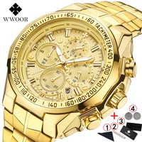 relogio masculino wwoor men watches 2022 top brand luxury wrist watches men male gold big golden chronograph wristwatch man