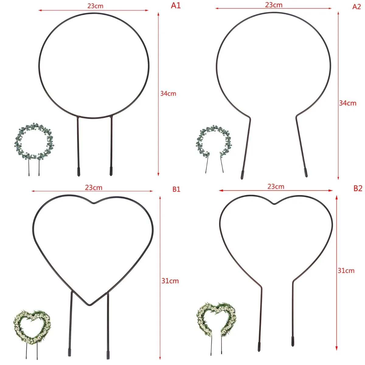 

1PC Heart-Shaped Round Vine Climbing Rack Plant Trellis Garden Decor Iron Garden Plant Support Frame Stake Indoor Flowers