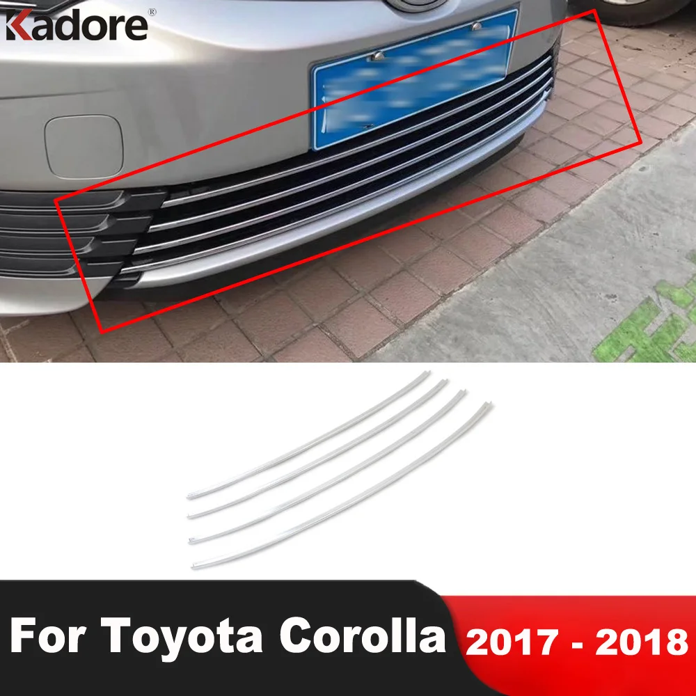 

Накладка на переднюю решетку гриля для Toyota Corolla 2017 2018 Facelift, хромированная накладка на переднюю нижнюю решетку автомобиля, молдинговые полосы, аксессуары