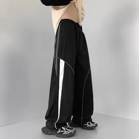 Мужские полосатые мешковатые брюки-карго y2k, спортивная одежда, спортивные брюки с широкими штанинами в стиле Харадзюку, мужские спортивные брюки, Корейская осенняя одежда