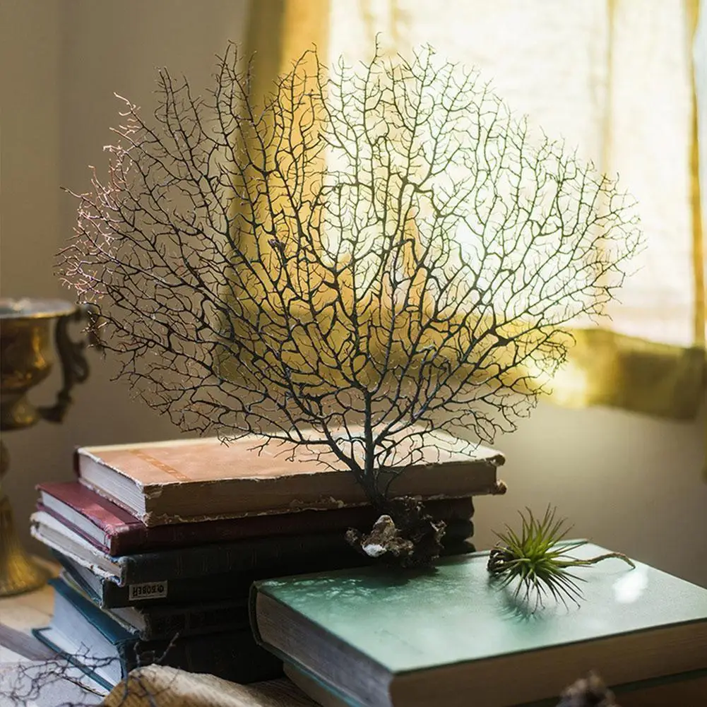 

Natural Conch Sea Willow Sea Iron Tree Coral Willow Aquarium Branches Decoration Fish Microlandscape Red O2d6